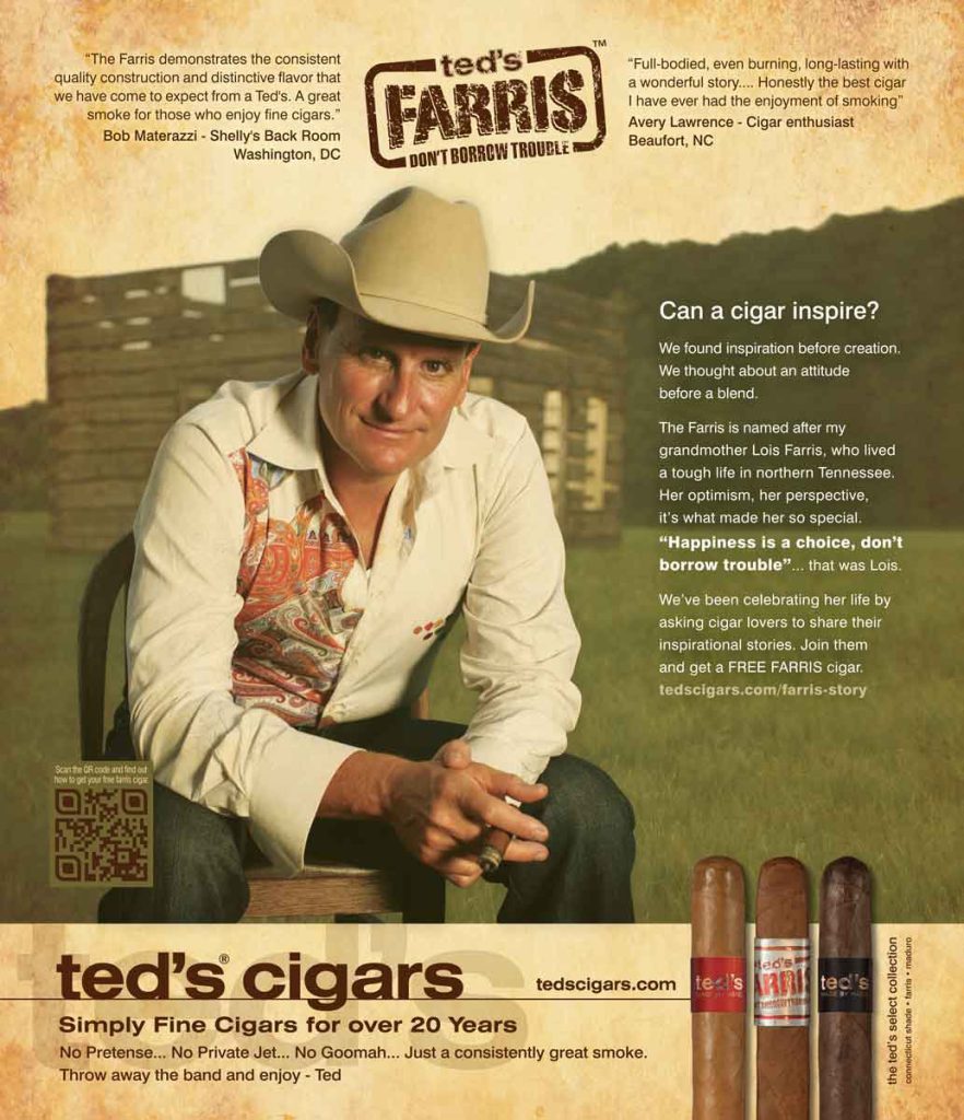 Ted's Cigars Advertising — parchment ad choice wa final3 design by Joe Scheirich Media